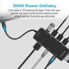 A Photo Of Promate PrimeHub-Go | 9-in-1 Multiport USB-C Hub with 100W Power Delivery, 4K HDMI, Ethernet, and More