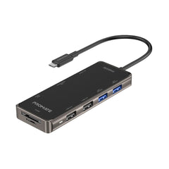 A Photo Of Promate PrimeHub-Go | 9-in-1 Multiport USB-C Hub with 100W Power Delivery, 4K HDMI, Ethernet, and More