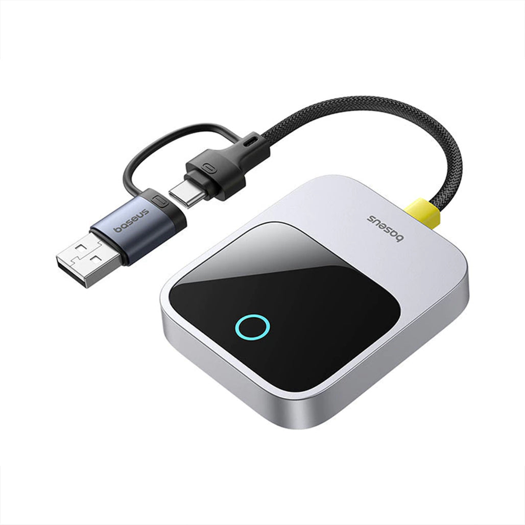 A Photo Of Baseus Prime Trip Safe Journey Wireless CarPlay Adapter for iPhone - Converts Wired CarPlay to Wireless, Dual-Screen