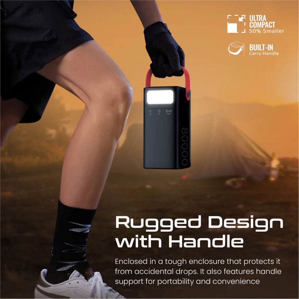 A Photo Of Promate PowerMine-80 - 80000mAh High-Capacity 65W Fast-Charging Power Pack with LED Light