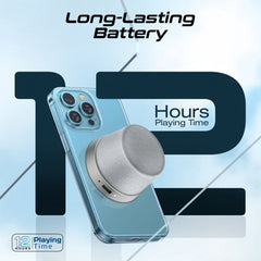 A Photo Of Promate Punch Mini Bluetooth Speaker with MagSafe Compatibility – 3W Portable Silver Speaker