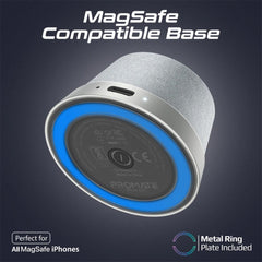 A Photo Of Promate Punch Mini Bluetooth Speaker with MagSafe Compatibility – 3W Portable Silver Speaker