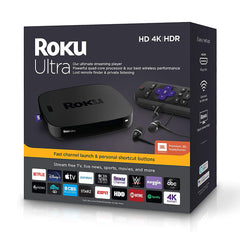 A Photo Of Roku Ultra Streaming Media Player 4K/HD/HDR with Premium JBL Headphones