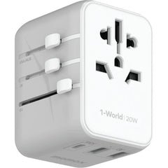 A Photo Of Momax 1-World 20W 3 Ports AC Travel Adapter - Versatile Charging for 150+ Countries