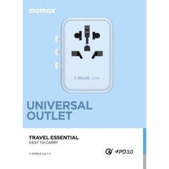A Photo Of Momax 1-World 20W 3 Ports AC Travel Adapter - Versatile Charging for 150+ Countries