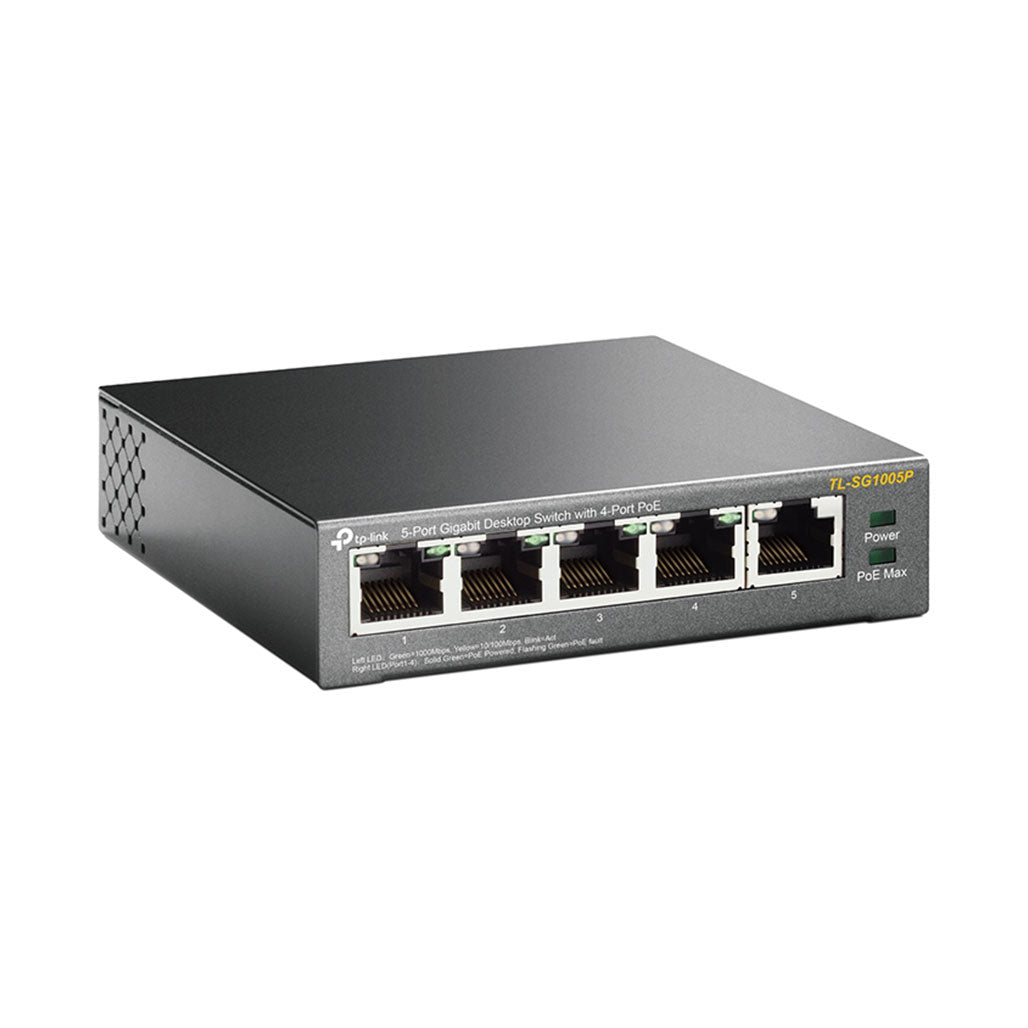 A Photo Of TP-Link TL-SG1005P 5-Port Gigabit Desktop Switch with 4 PoE Ports | 56W Power Supply, Priority Function