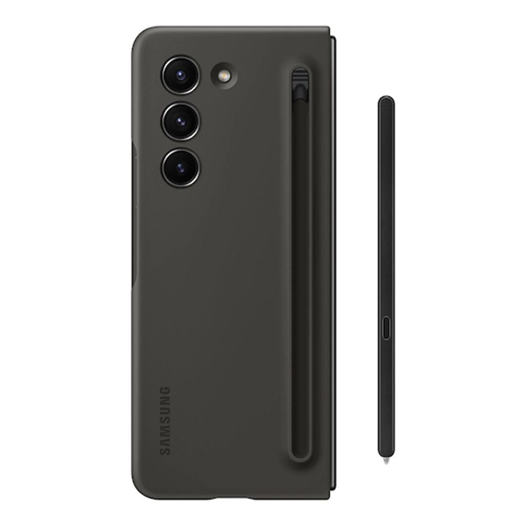 A Photo Of Samsung Galaxy Z Fold5 Slim S-Pen Case - Graphite, Built-in S-Pen with Eco-Conscious Materials