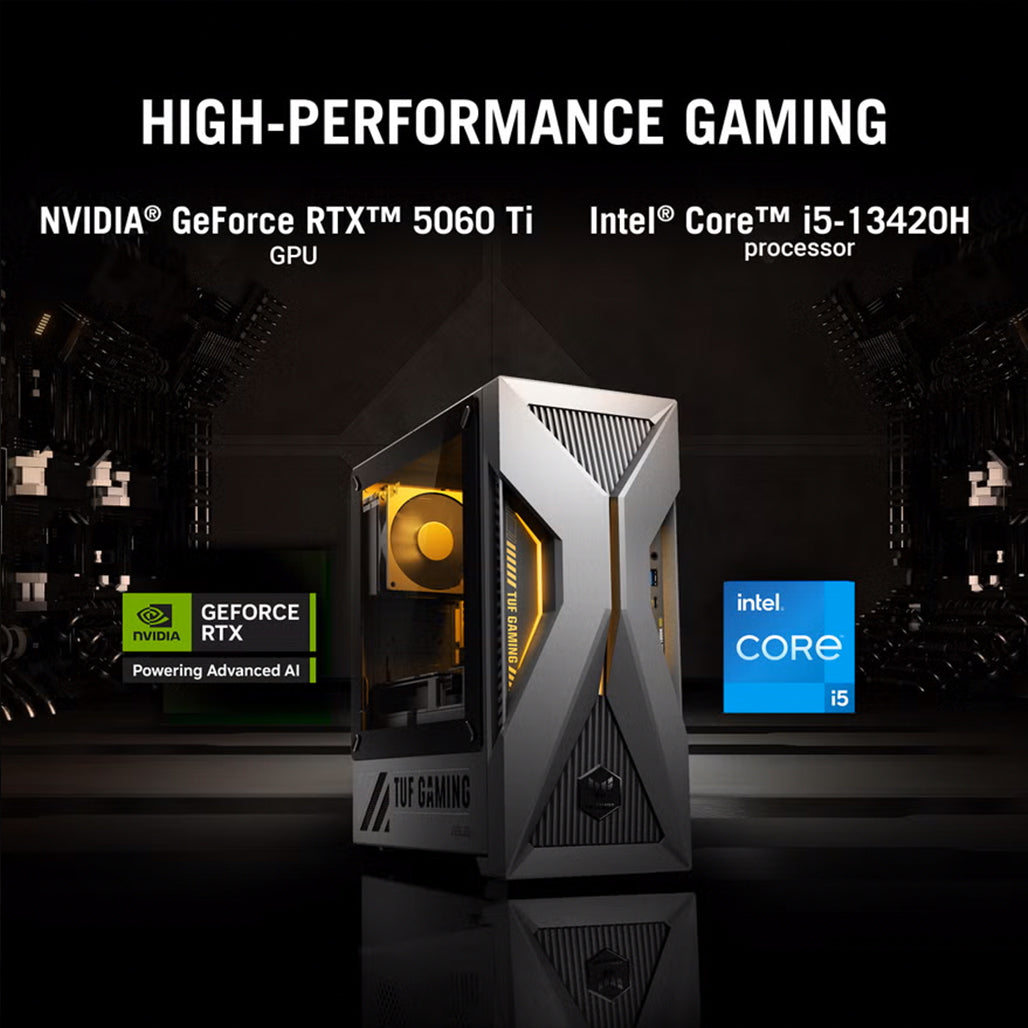 A Photo Of ASUS TUF Gaming T500 - T500MV-13620H476W - Core i7-13620H - 32GB Ram - 1TB SSD - RTX 5060Ti 8GB - Includes Keyboard and Mouse
