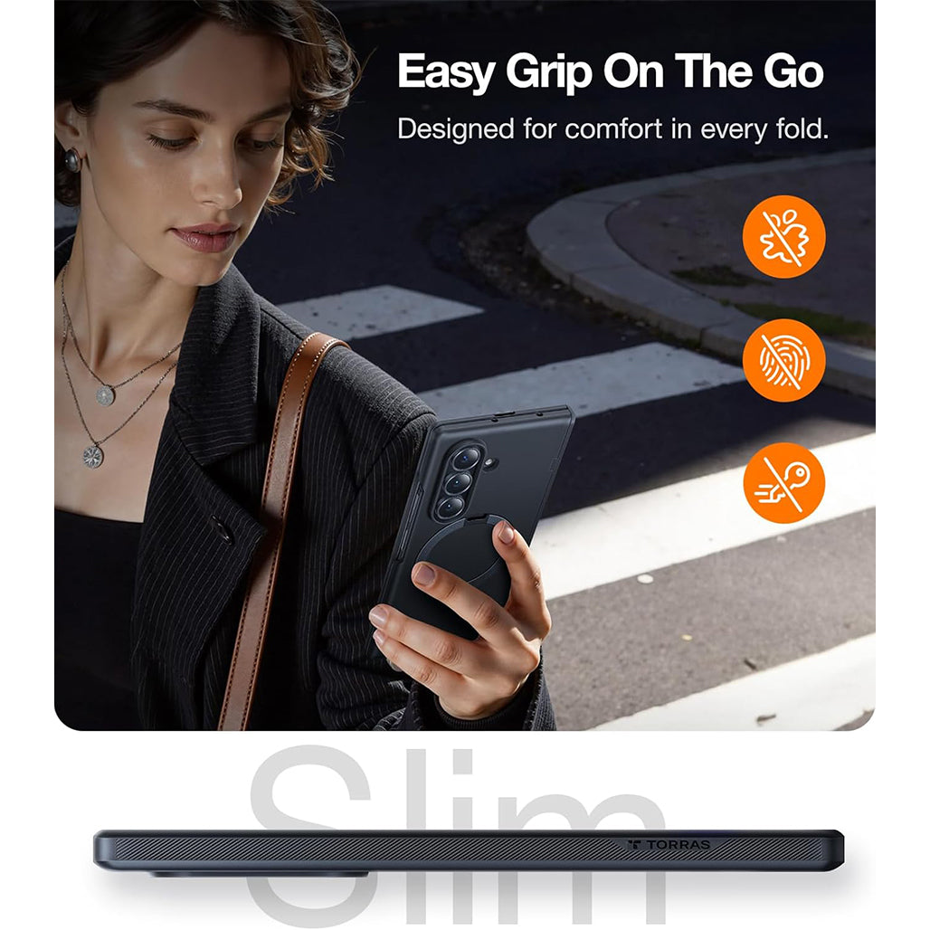 A Photo Of TORRAS Ostand Spin Magnetic Case for Samsung Z Fold 7 - Includes 2 Screen Protectors