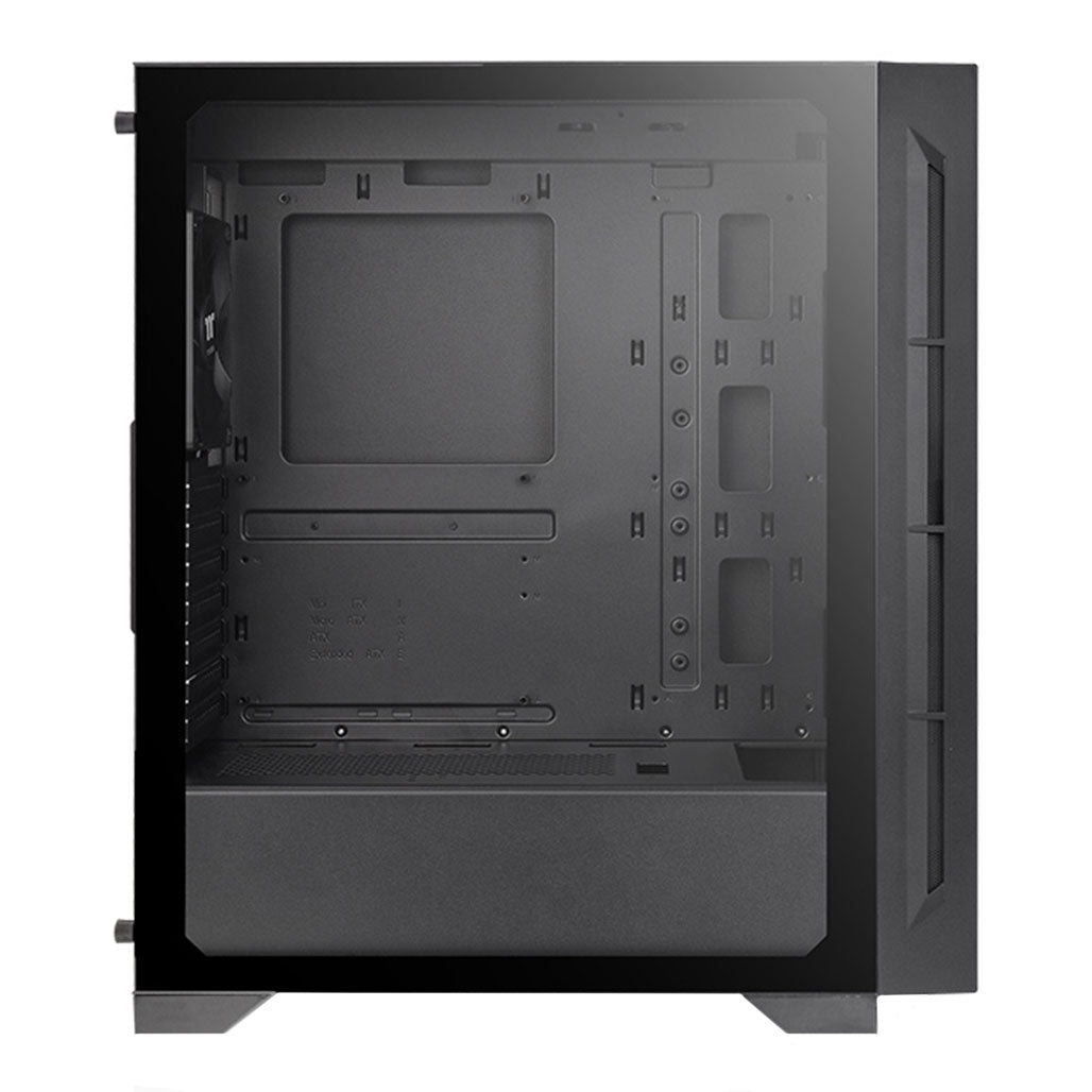 A Photo Of Thermaltake H330 Tempered Glass Mid-Tower Chassis – Sleek Black Design, Superior Cooling, and Versatile Expansion
