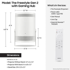 A Photo Of Samsung The Freestyle 2nd Gen Projector with Gaming Hub - Portable Smart Projector with 360° Sound, Auto Focus, and Full HD