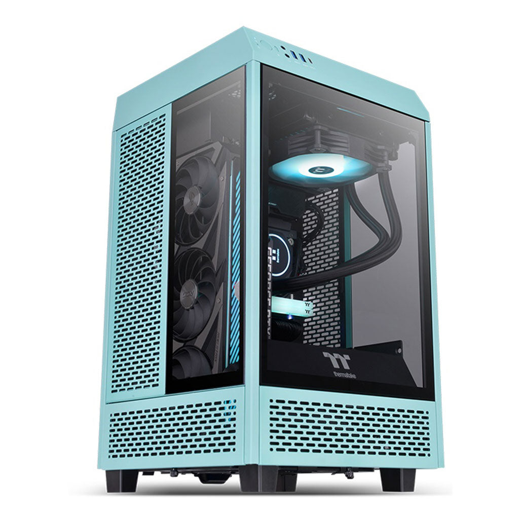 A Photo Of Thermaltake The Tower 100 Turquoise - Mini ITX Chassis with Tempered Glass Panels