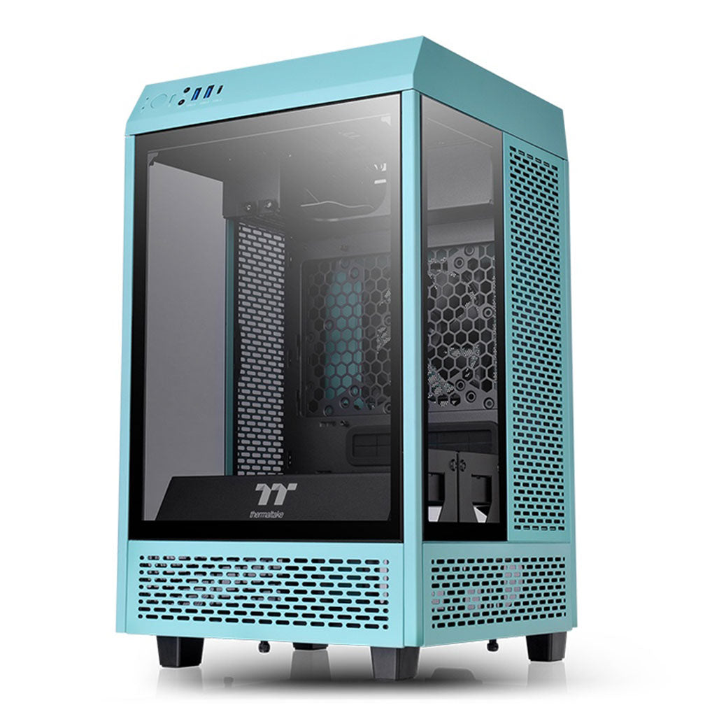 A Photo Of Thermaltake The Tower 100 Turquoise - Mini ITX Chassis with Tempered Glass Panels