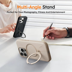 A Photo Of Torras Ostand 360° Spin Fusion MagSafe Case for iPhone 16 Pro - Desert Gold | Lens Protection and Enhanced Magnetic Strength