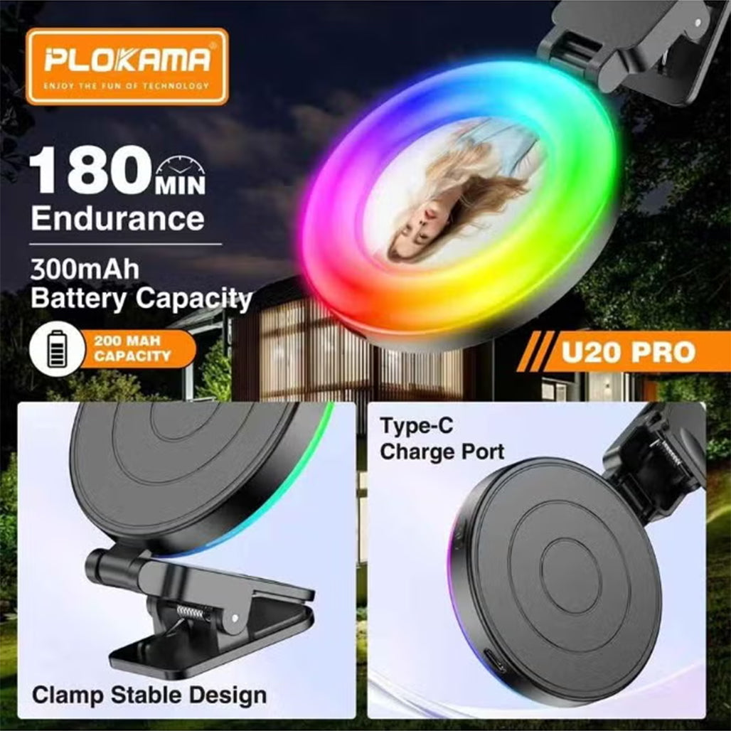 A Photo Of Plokama U20 PRO RGB Phone Clip LED Selfie Ring Light