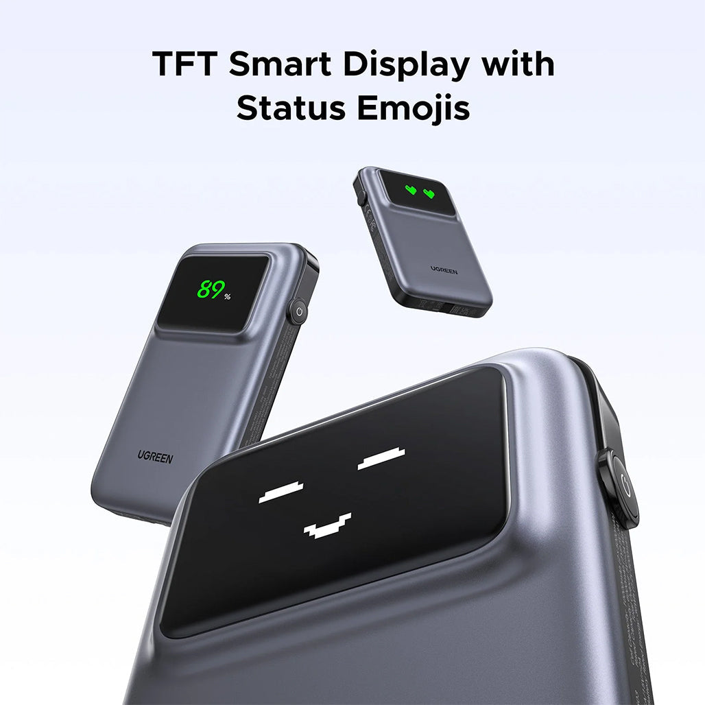 A Photo Of UGREEN Uno 10000mAh Power Bank with 30W Fast Charging | Built-in USB-C Cable, TFT Display