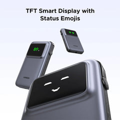 A Photo Of UGREEN Uno 10000mAh Power Bank with 30W Fast Charging | Built-in USB-C Cable, TFT Display