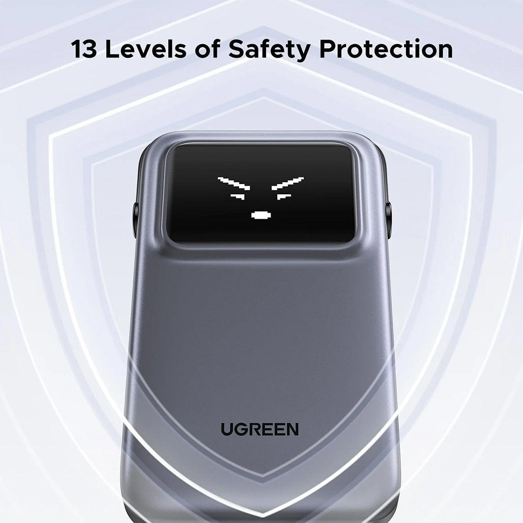 A Photo Of UGREEN Uno 10000mAh Power Bank with 30W Fast Charging | Built-in USB-C Cable, TFT Display