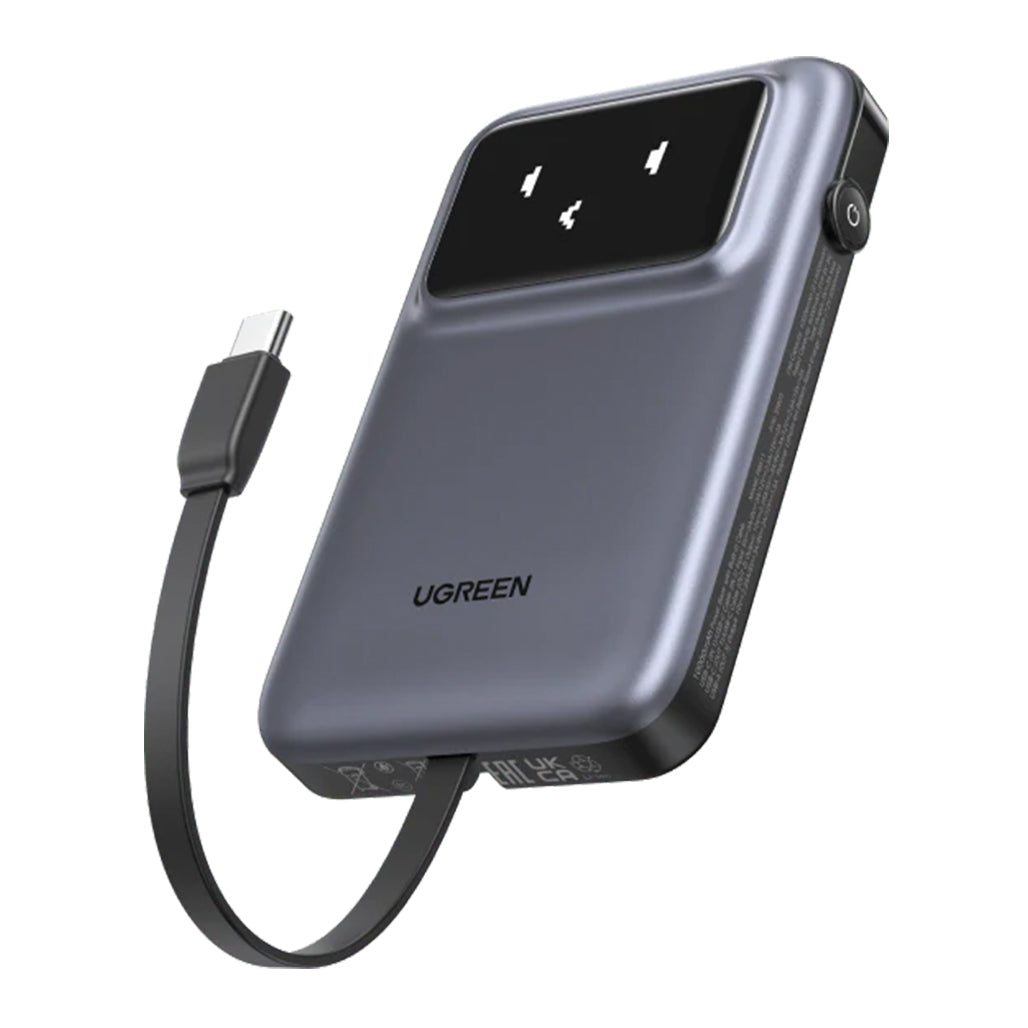 A Photo Of UGREEN Uno 10000mAh Power Bank with 30W Fast Charging | Built-in USB-C Cable, TFT Display
