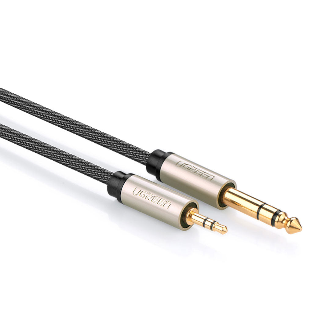 A Photo Of UGreen AV127 3.5mm to 6.35mm Audio Cable | Gold-Plated TRS Mini Jack | 1 Meter Nylon Braided Cable