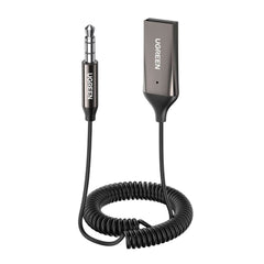 A Photo Of UGreen 70601 Bluetooth Aux Adapter – Car Aux Bluetooth v5.0 Receiver with 3.5mm Jack and Built-in Microphone for Stereo Music Streaming and Hands-Free Calls