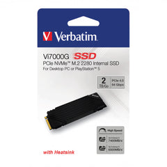 A Photo Of Verbatim Vi7000G 2TB PCIe NVMe M.2 SSD for PS5 | Ultra-Fast Gaming SSD with Heat Sink