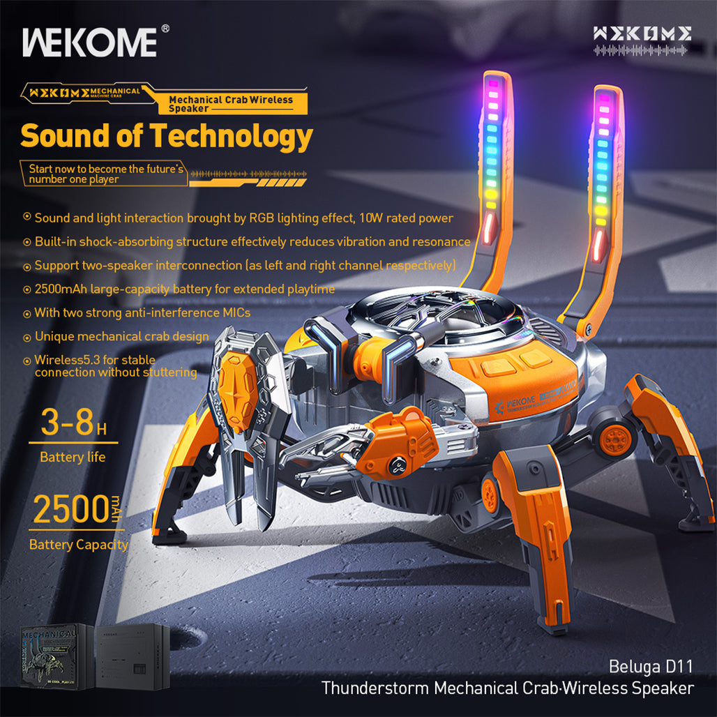 A Photo Of Wekome Beluga D11 Wireless Speaker – Shock-Absorbing, RGB Lighting, Bluetooth 5.3