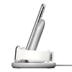 A Photo Of Belkin WIZ001myWH BoostCharge 3-in-1 Wireless Charger for Apple - White