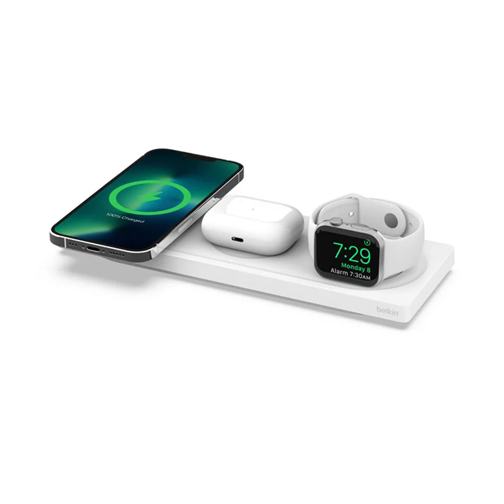 A Photo Of Belkin WIZ016VFWH Boost Charge Pro 3-in-1 Wireless Charging Pad - White
