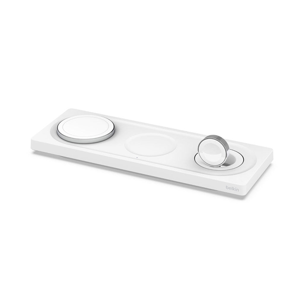A Photo Of Belkin WIZ016VFWH Boost Charge Pro 3-in-1 Wireless Charging Pad - White