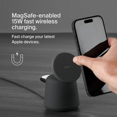 A Photo Of Belkin BoostCharge Pro 2-in-1 MagSafe Wireless Charging Dock – 15W Fast Charger for iPhone, Apple Watch & AirPods