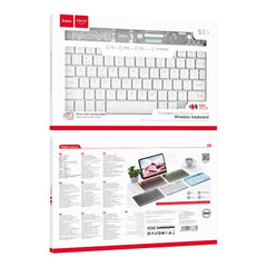 A Photo Of Hoco S55 Transparent Discovery Edition Wireless Keyboard - Space White, BT v5.0, 78 Keys, 500mAh Battery, Colorful Backlight