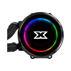 A Photo Of Xigmatek Aurora 240 - AIO Liquid Cooler, Aura Illuminated Pump Head, 2x120mm AT120 Rainbow Fan, Reinforced Metal Backplate