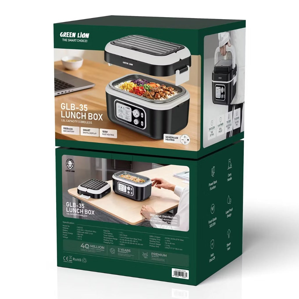 A Photo Of Green Lion Electric Lunch Box GNGLB35LBXBK - 1.5L, Black
