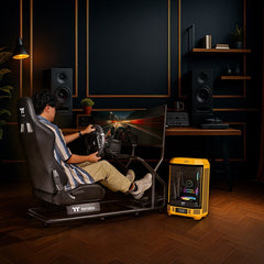 A Photo Of Thermaltake GR300 Racing Simulator Cockpit Bundle - Monitor Mount + Keyboard & Mouse Tray + Sim Rig Floor Mat