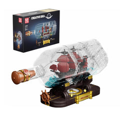 A Photo Of Mould King The Mini Queen Revenger Ship-In-a-Bottle Building Toy Set - 885 Pieces - 10085