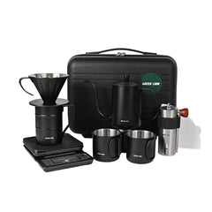 A Photo Of Green Lion Portable V60 Coffee Maker Set Pro - Complete Kit, Black