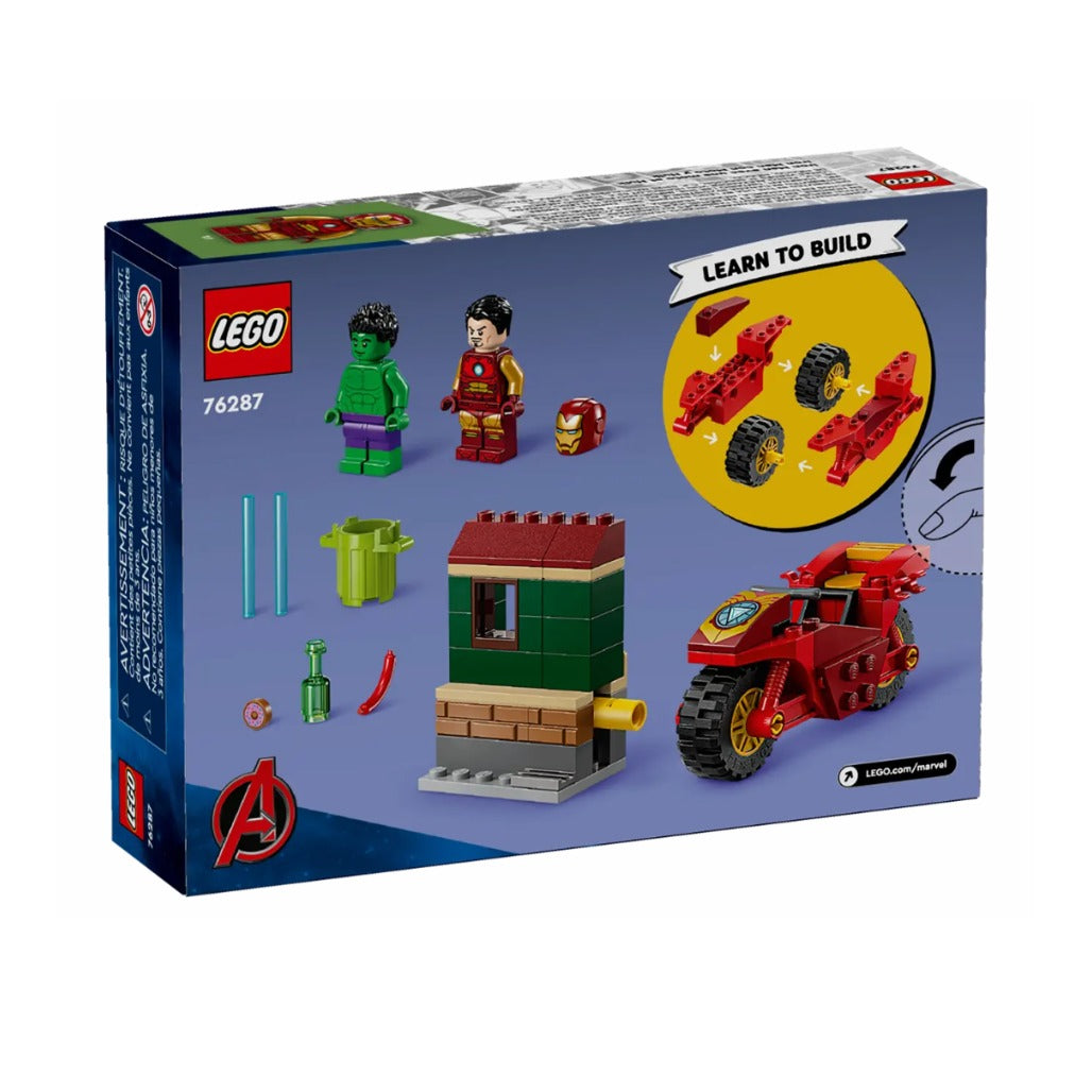 A Photo Of LEGO Marvel Iron Man with Bike and The Hulk 68 Pieces - 76287