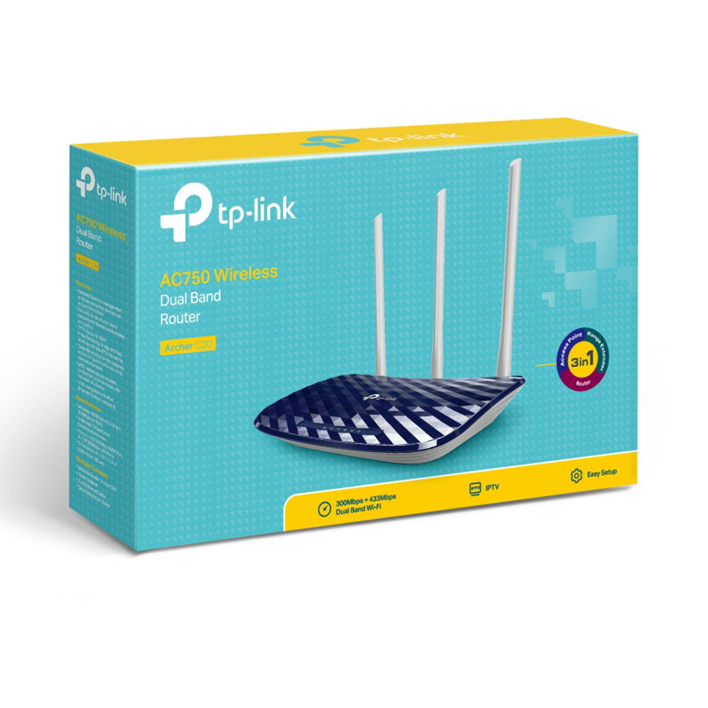 A Photo Of TP-Link Archer C20 AC750 Wireless Dual Band Router – High-Speed Wi-Fi with Dual-Band Performance