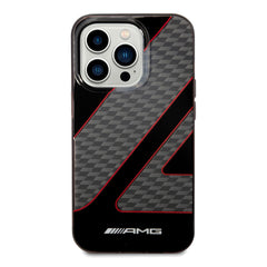 A Photo Of AMG Transparent Double Layer Case With Checkered Flag Pattern For iPhone 14 Pro