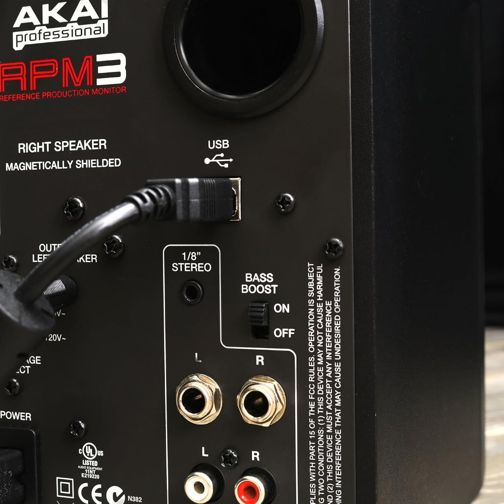 A Photo Of AKAI RPM3 Production Monitors with USB Audio Interface - akai-rpm3-production-monitors-with-usb-audio-interface