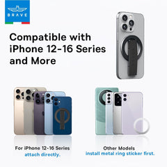 A Photo Of Brave MagGrip 3-in-1 Magnetic Phone Grip & Kickstand - Universal Mount for iPhone 17 & 18 Pro Max
