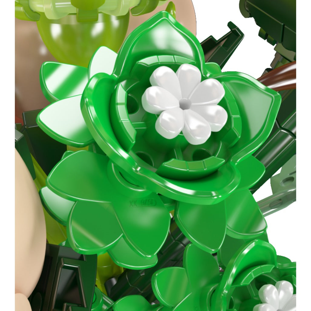 A Photo Of Mould King White Rose Flower Bouquet Building Toy Set - 981 Pieces - 24109