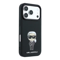A Photo Of Karl Lagerfeld MagSafe iPhone 18 Pro Black Smooth PU Ikonik Sketch Hard Cover