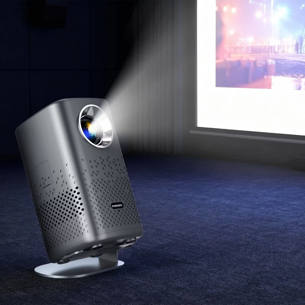 A Photo Of Porodo Portable Air Projector PDLFSTH1PGY - Android 13, Full HD, Gray