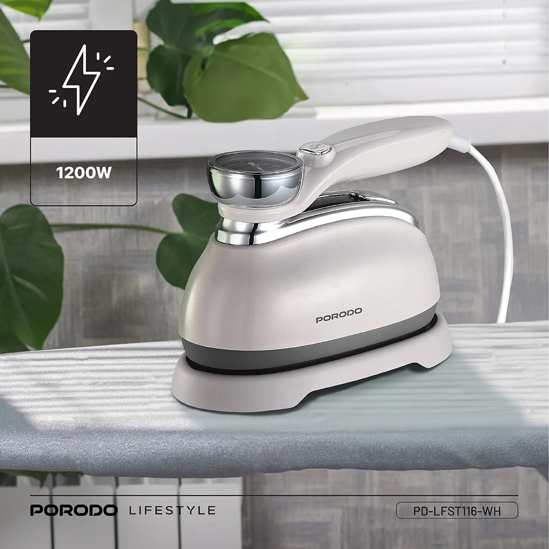 A Photo Of Porodo Lifestyle Retro Thermometer Steam & Heat Iron PDLFST116WH - White