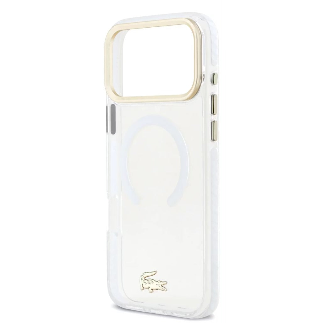 A Photo Of Lacoste Magsafe IML Shockproof Hard Case With Glossy Finish & Gold Logo For iPhone 18 Pro/18 Pro Max