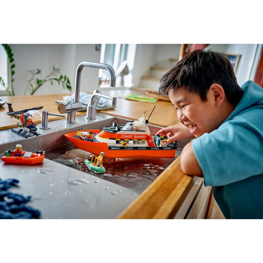 A Photo Of LEGO City Coast Guard Rescue Boat & Helicopter 742 Pieces - 60504