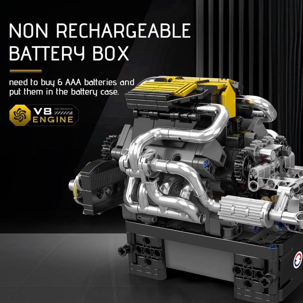 A Photo Of Mould King Motorized PAG Turbocharged V8 Engine Building Toy Set - 761 Pieces - 10207