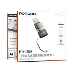 A Photo Of Porodo MiniLink USB-C to Lightning OTG Adapter PDCTOL50 - Grey